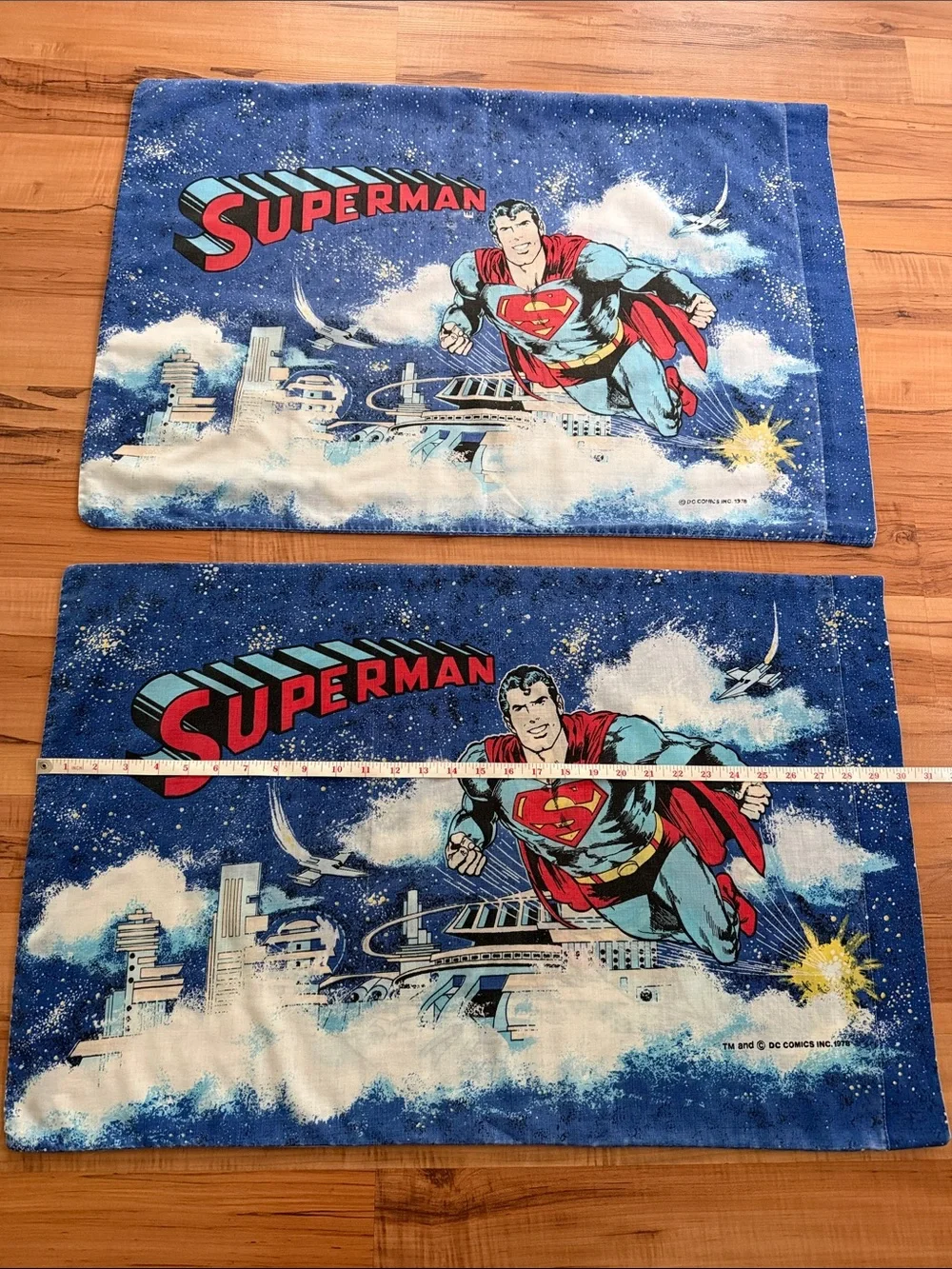 Set of 2 ~ VINTAGE 1978 DC Comics Inc. Superman Bedding Standard Pillow Cases